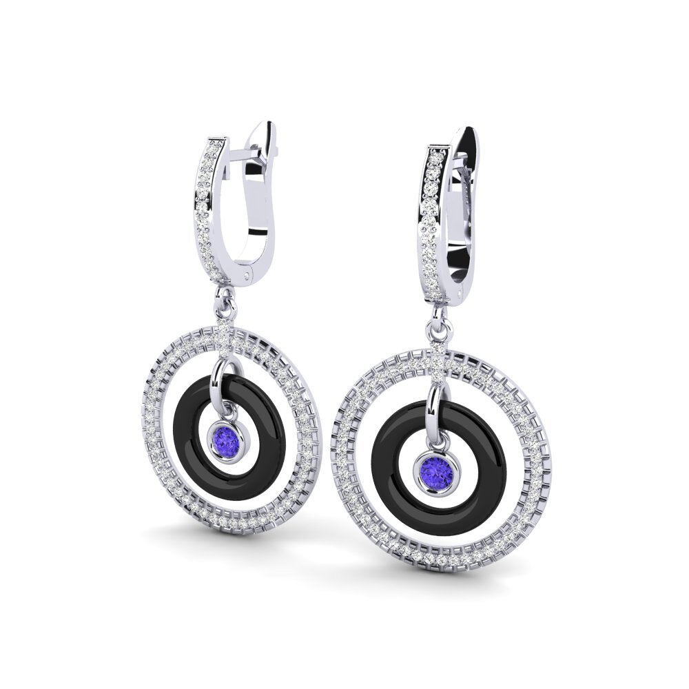 Platino 950 Tanzanita Pendiente de mujer Bailon
