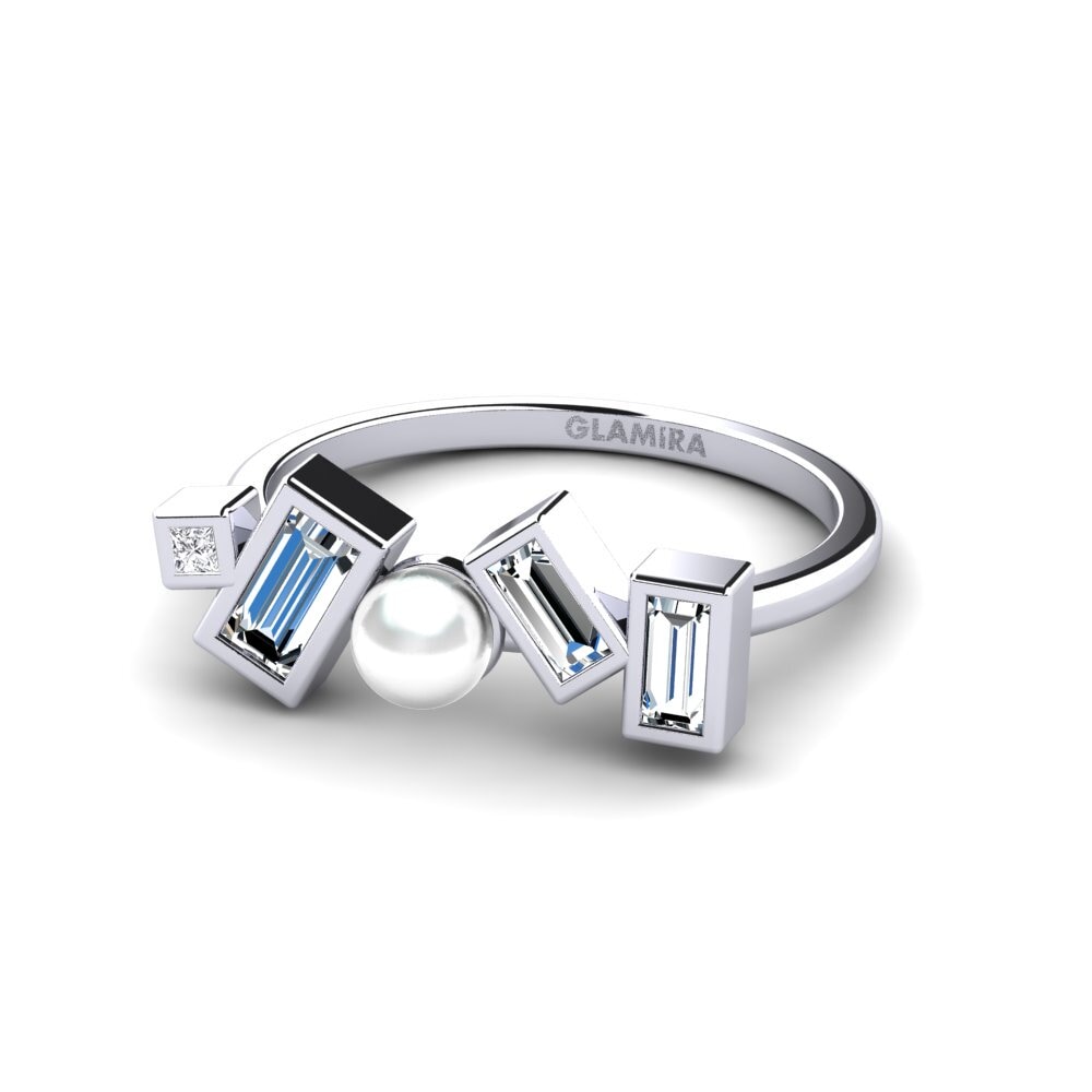 9k Oro Blanco Circonita Anillo Balaka