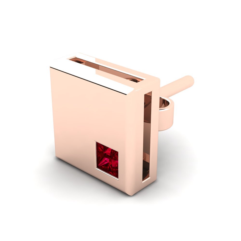 14k Oro Rosa Circonita Roja Pendiente para hombre Balendin