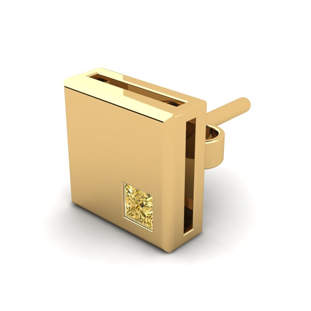 18k Oro Amarillo Diamante Amarillo Pendiente para hombre Balendin