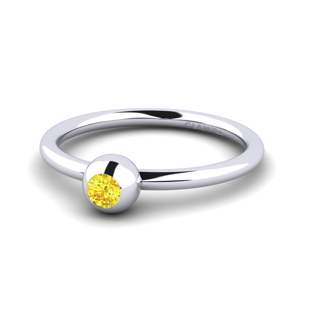 Zaffiro Giallo Anello Ballstonering