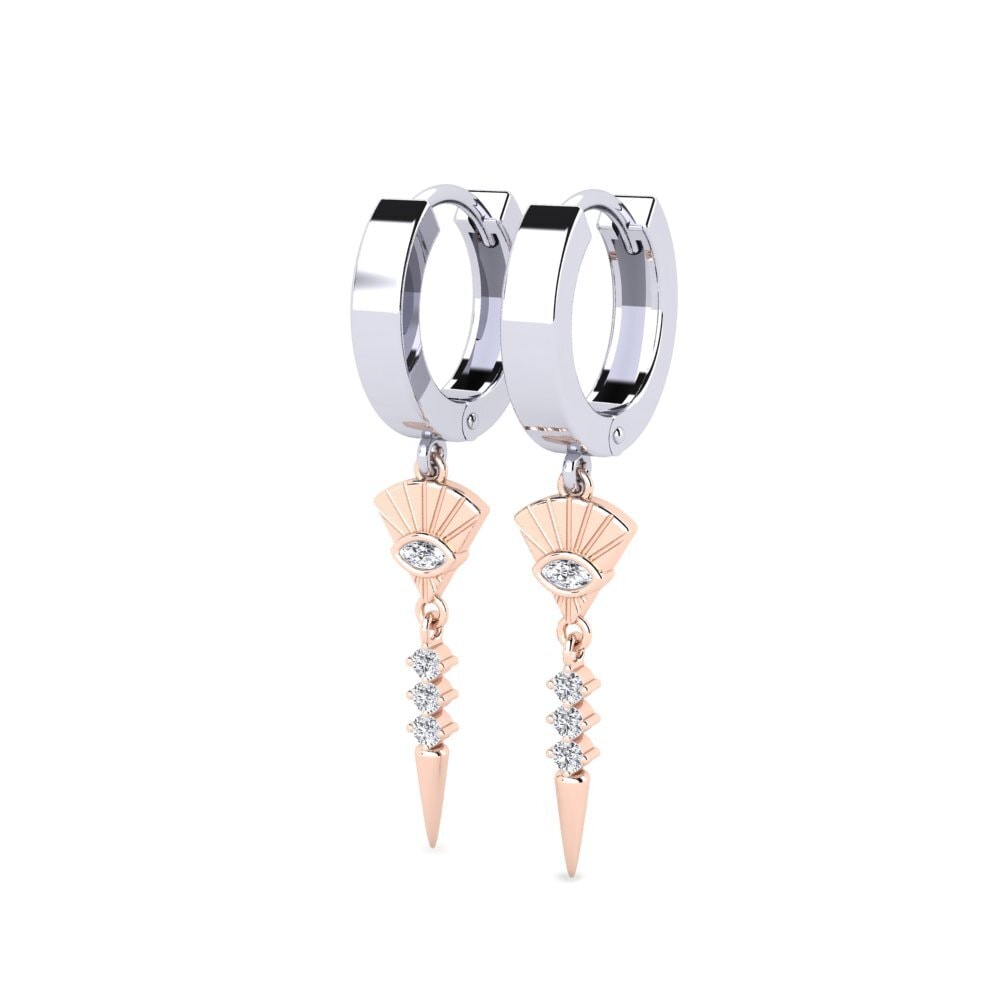 14ct White / Rose Gold Marquise Women's Earring Bambo