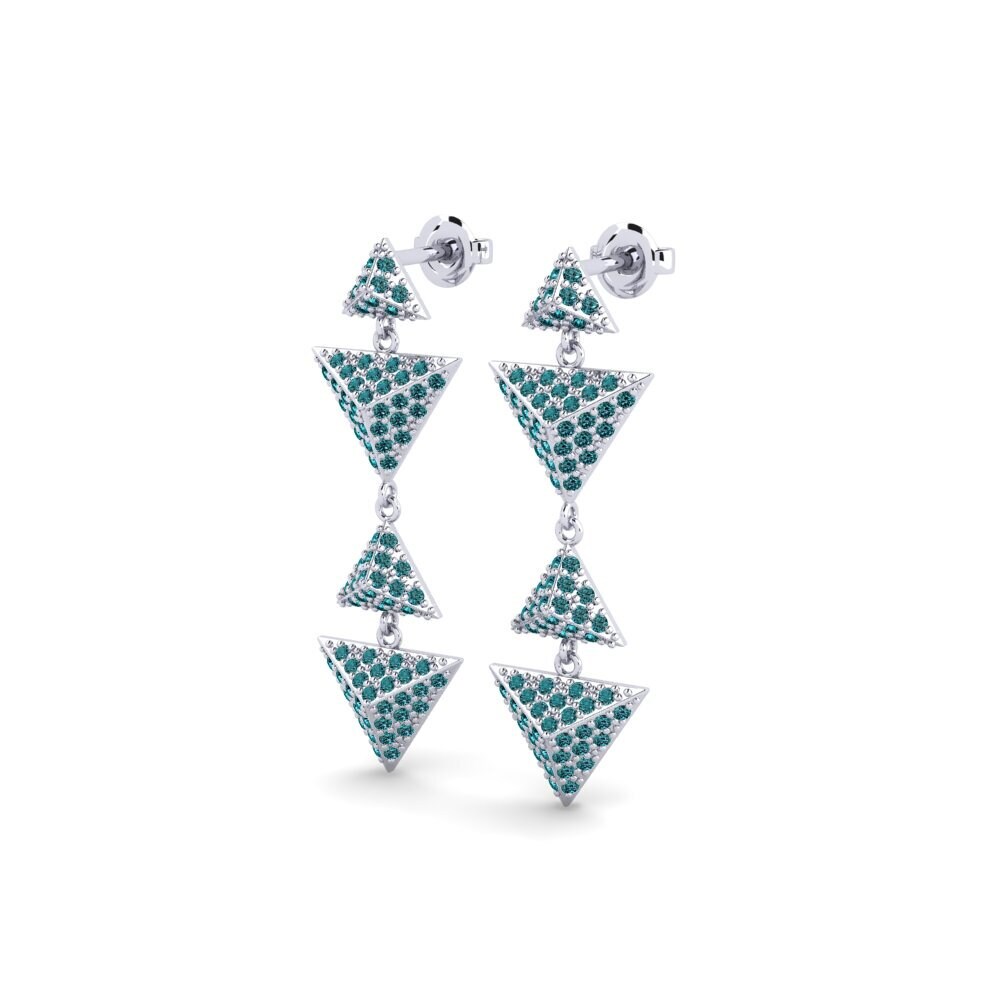 Platino Diamante Azul Pendiente de mujer Barbauld