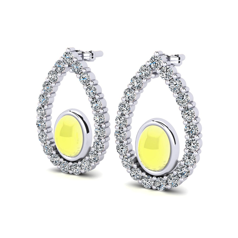 Cabochon Oval Cabochon Lemon Topaz Women's Earring Barbie
