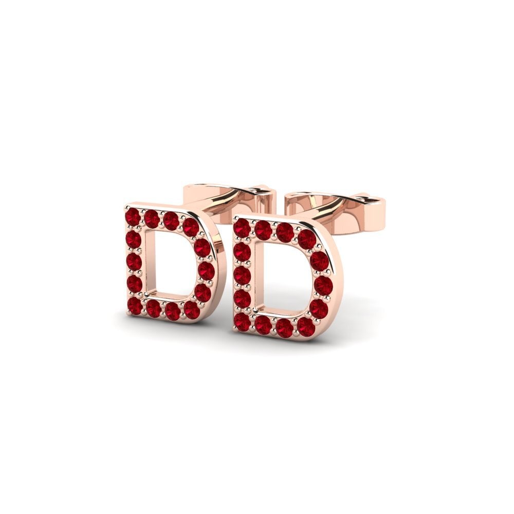 14k Oro Rosa Circonita Roja Pendiente de mujer Barbra D