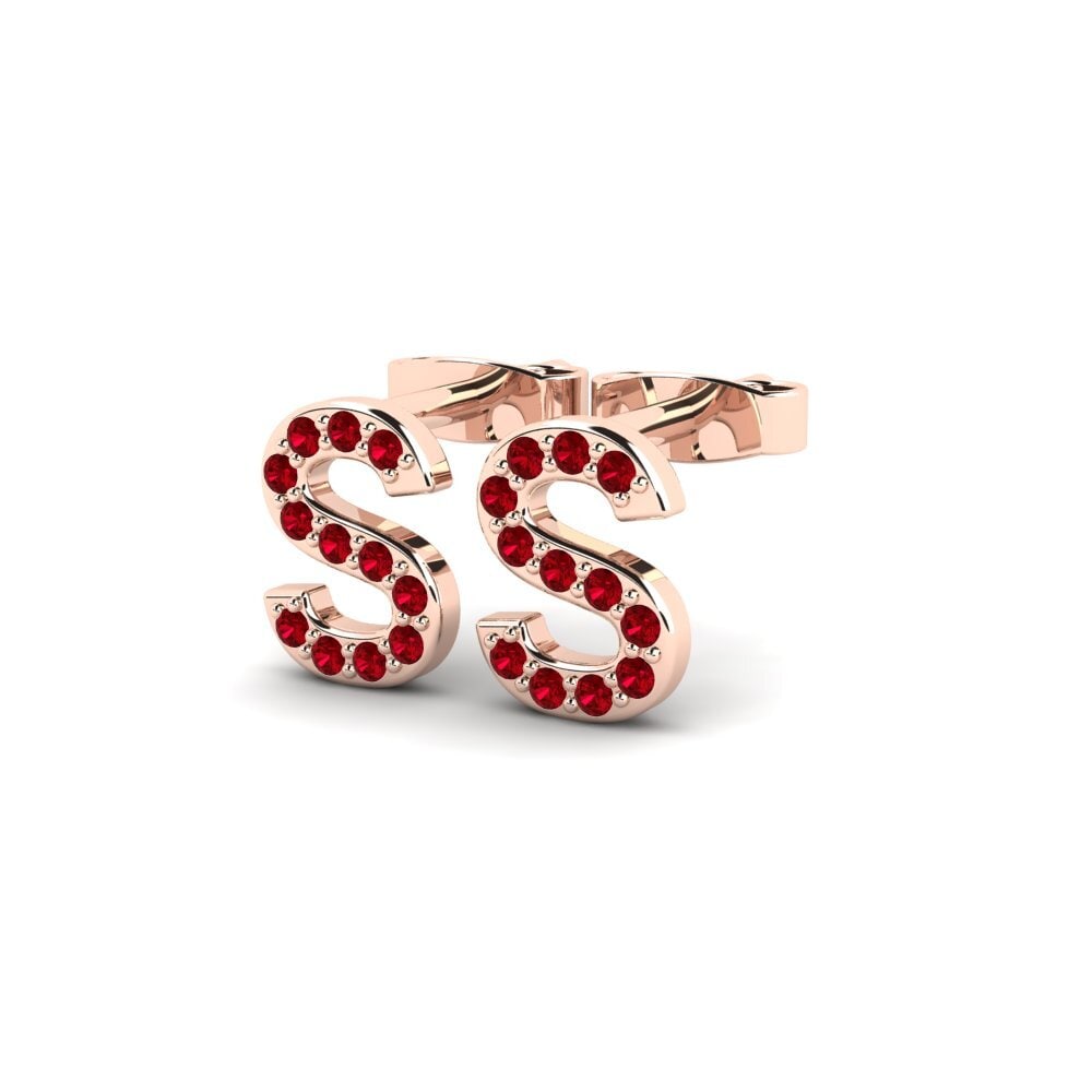 14k Oro Rosa Circonita Roja Pendiente de mujer Barbra S