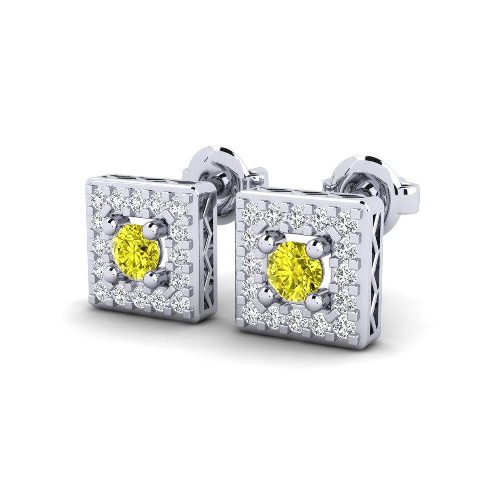 950 Platinum Yellow Diamond Women's Earring Barika