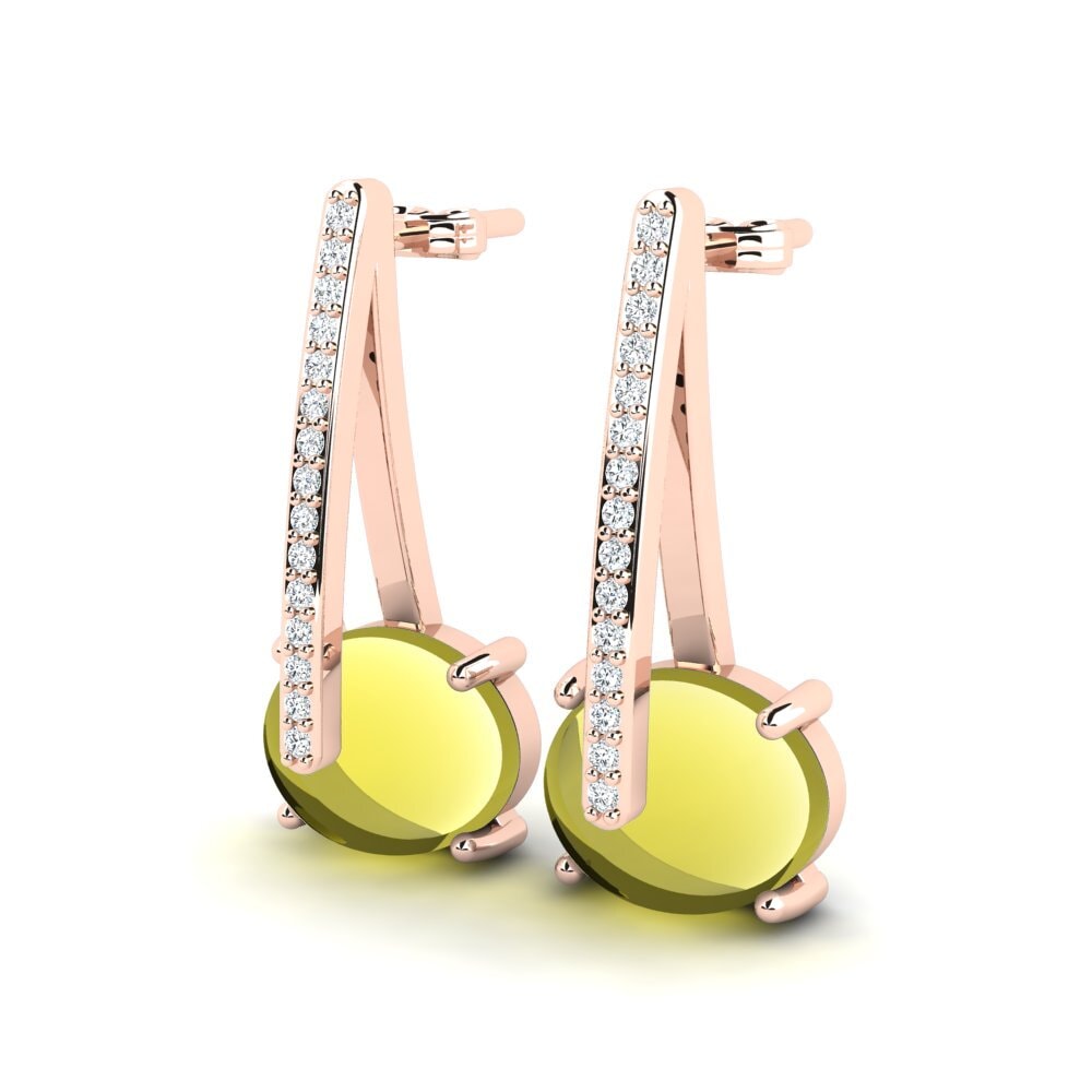 18ct Rose Gold Cabochon Lemon Topaz Women's Earring Barindra