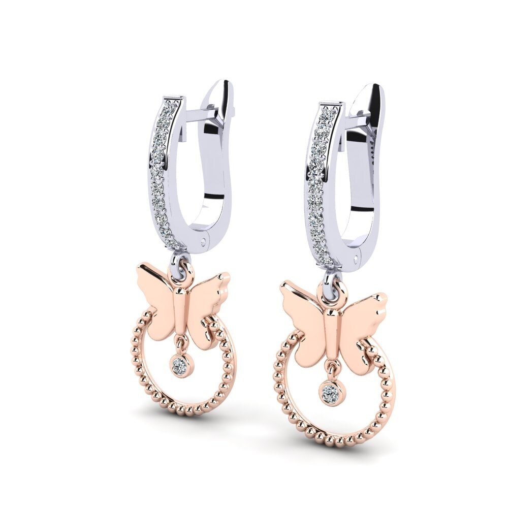 14ct Rose / White Gold Women's Earring Bariole