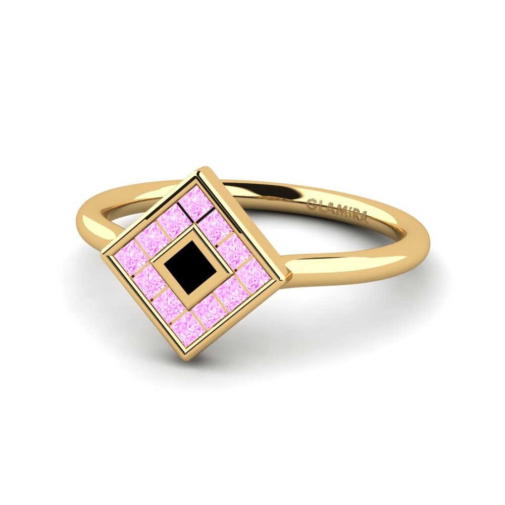 Bagues Or Jaune 14k Saphir Rose Halo