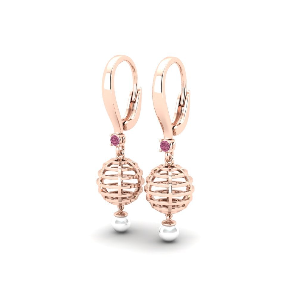 14k Oro Rosa Granate Rhodolite Pendiente de mujer Barrows