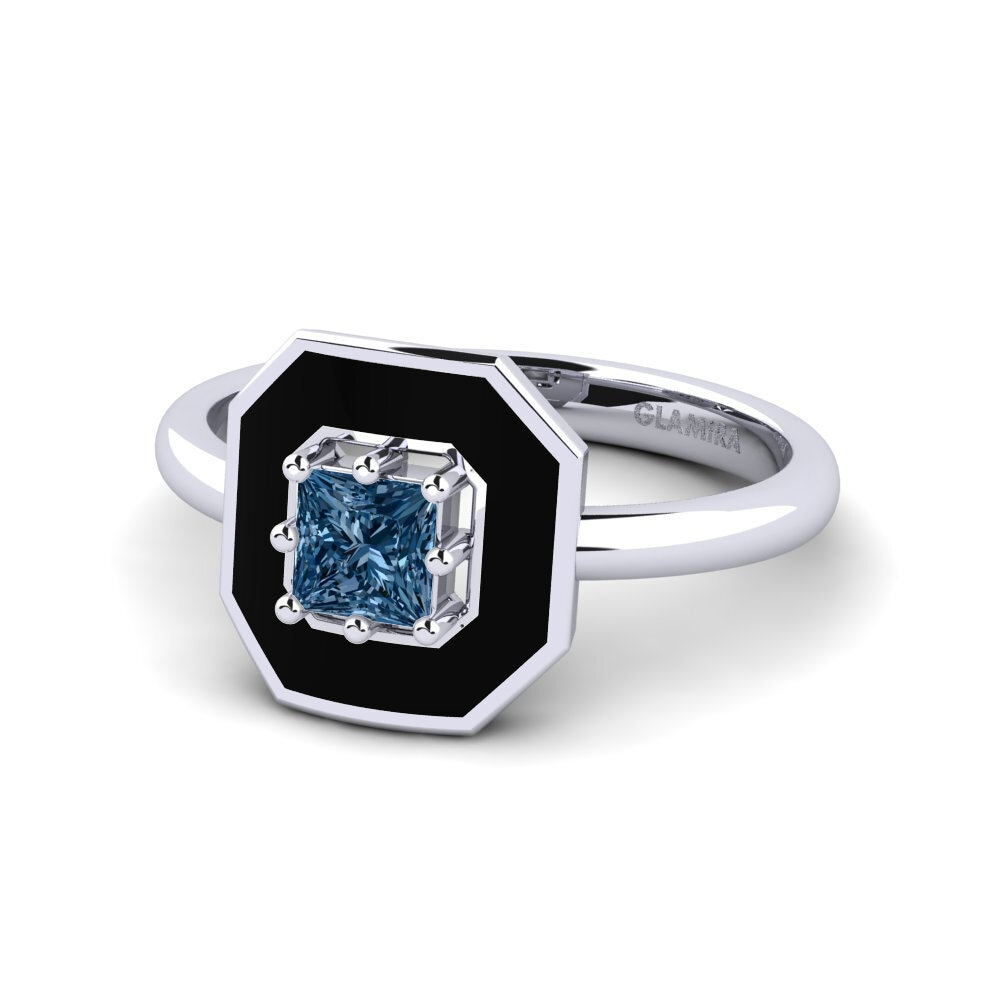 Princess Blue Diamond Ring Bassignac