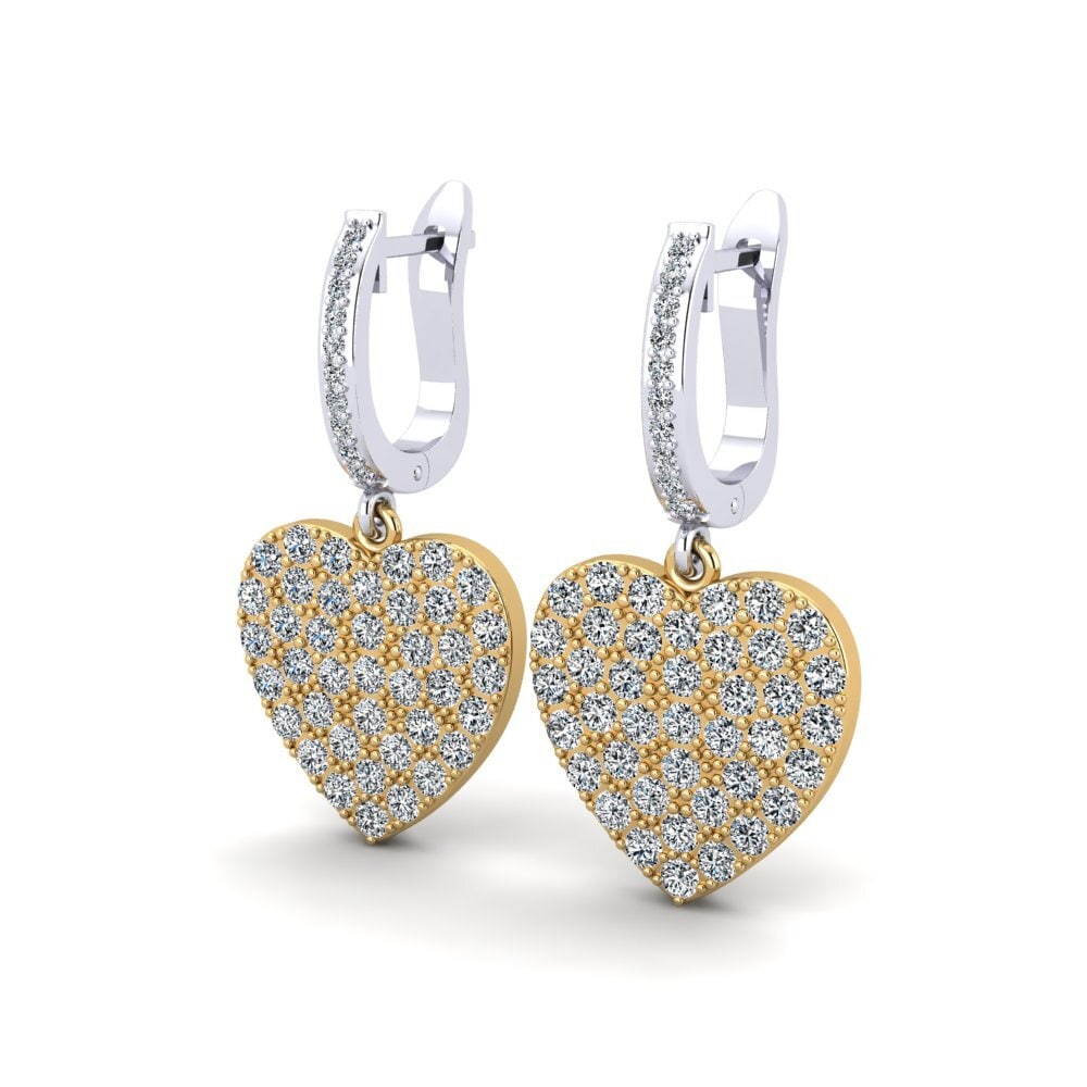 14k Oro Amarillo & Blanco Pendiente de mujer Basson
