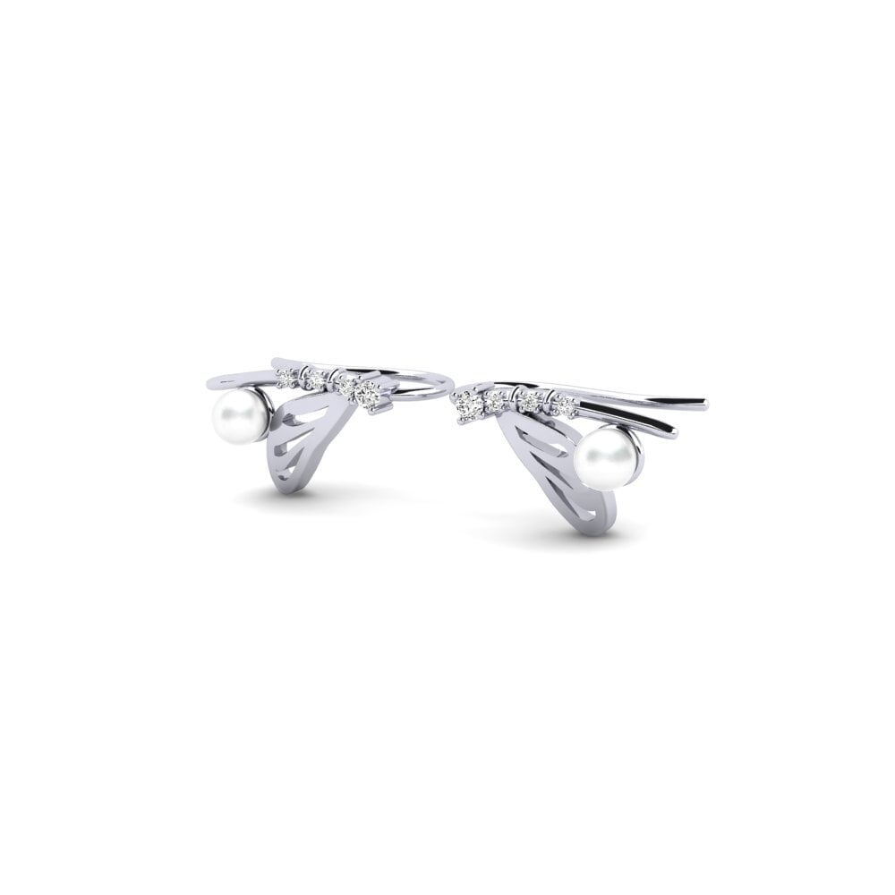 9ct White Gold Moissanite Women's Earring Bataka