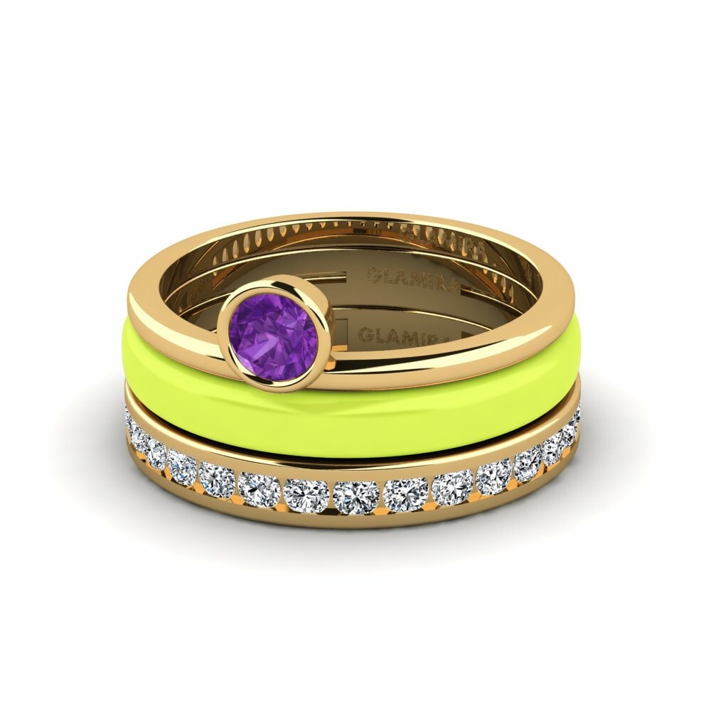 Bagues de fiançailles Améthyste Solitaire Pavé