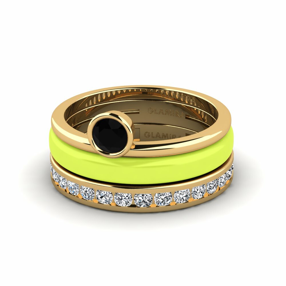Bagues de fiançailles Onyx Noir Solitaire Pavé