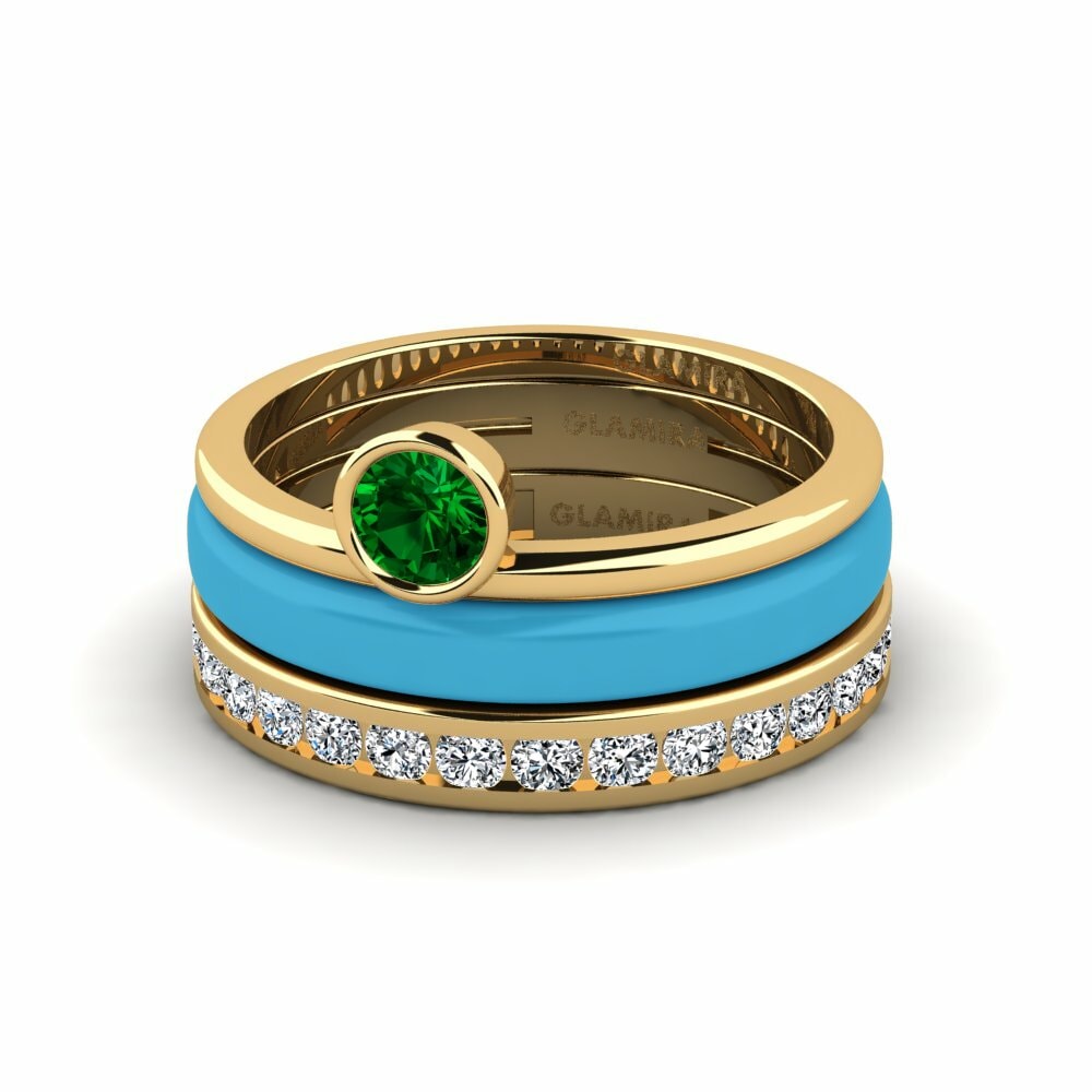 Bagues de fiançailles Zircone Vert Solitaire Pavé