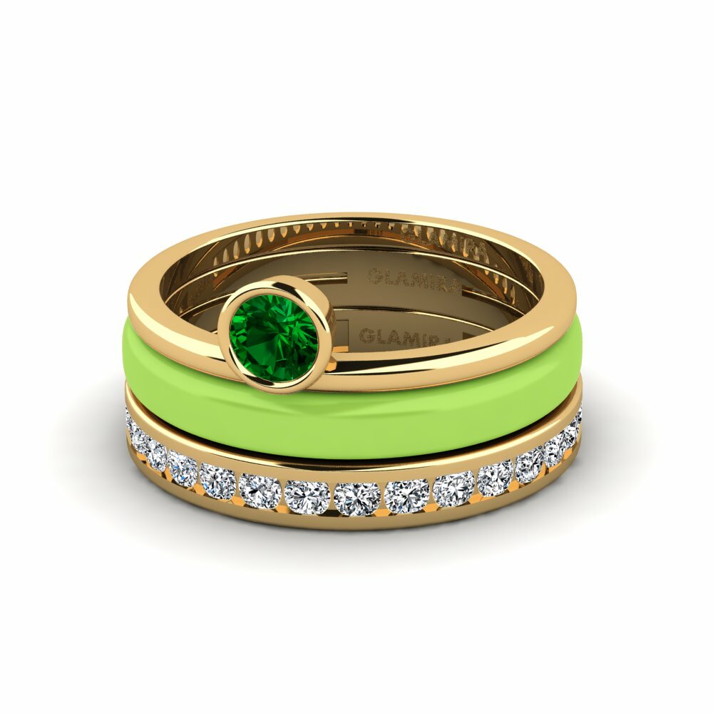 Bagues de fiançailles Zircone Vert Solitaire Pavé