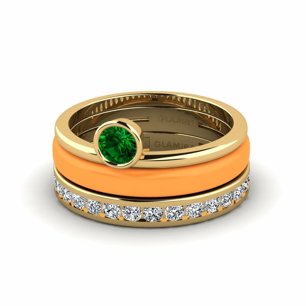 Bagues de fiançailles Zircone Vert Solitaire Pavé