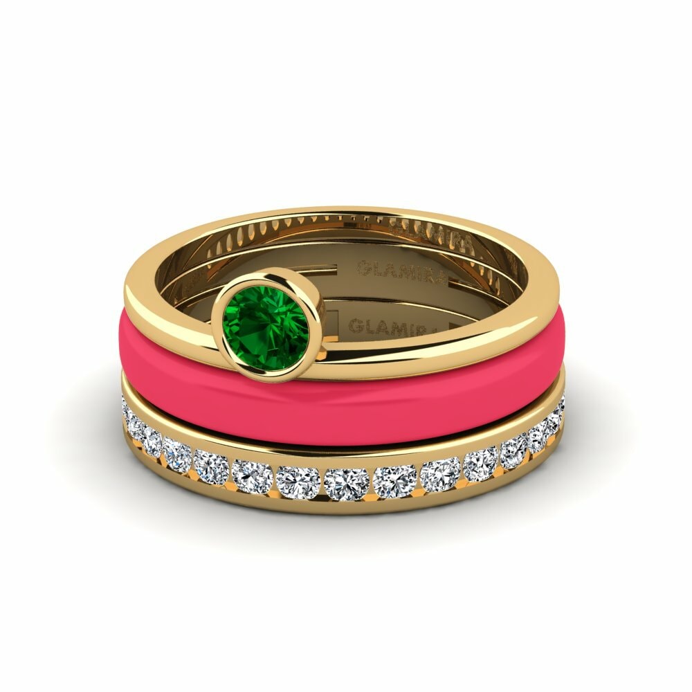 Bagues de fiançailles Zircone Vert Solitaire Pavé