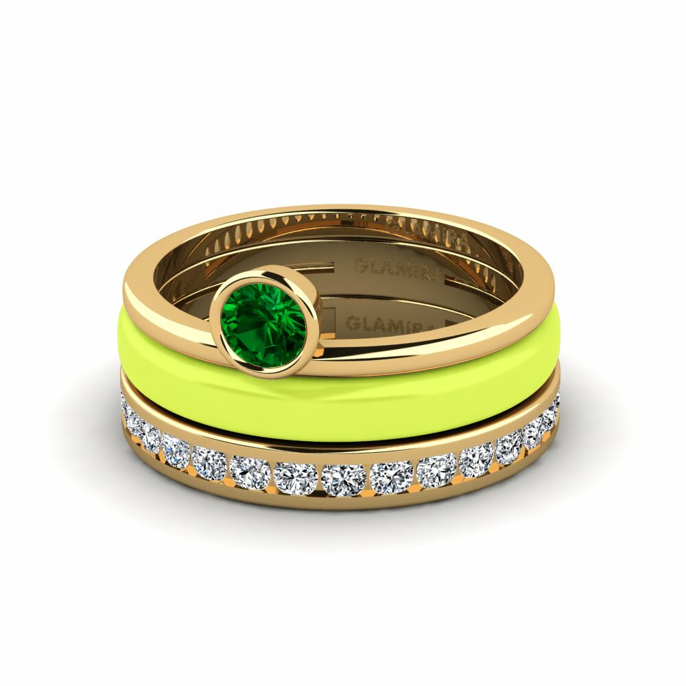 Bagues de fiançailles Zircone Vert Solitaire Pavé