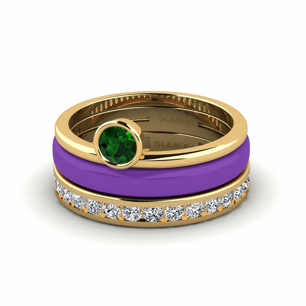 Bagues Tourmaline Verte Solitaire Pavé