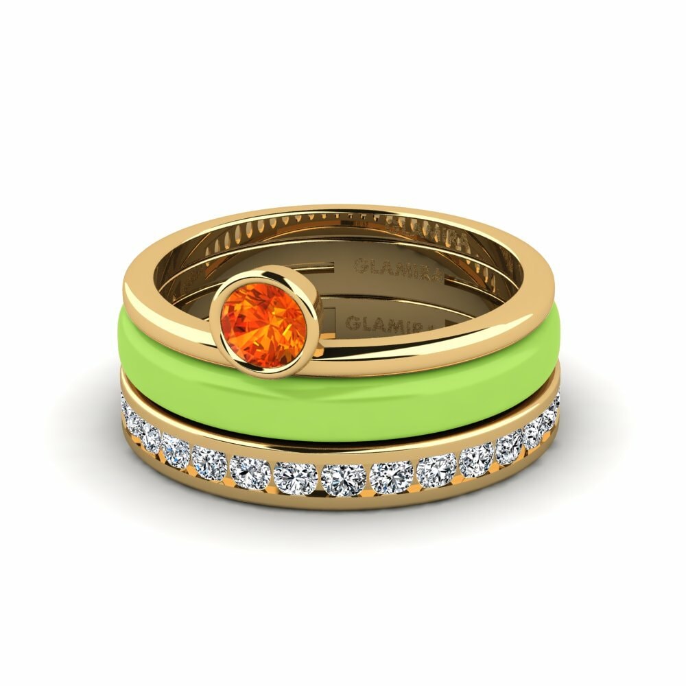 Bagues Saphir orange Solitaire Pavé