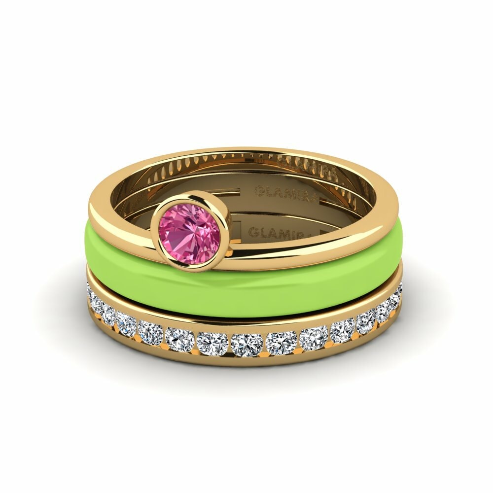 Bagues Tourmaline Rose Solitaire Pavé