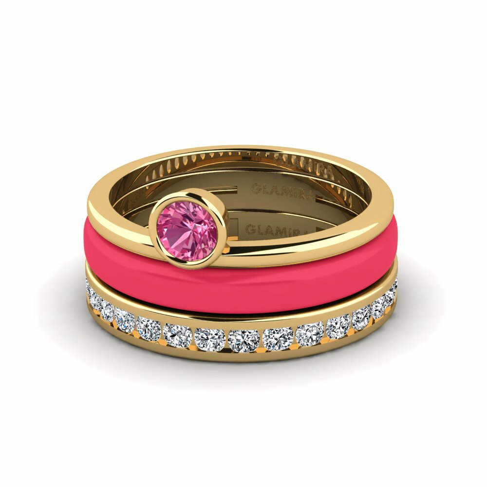 Bagues Tourmaline Rose Solitaire Pavé