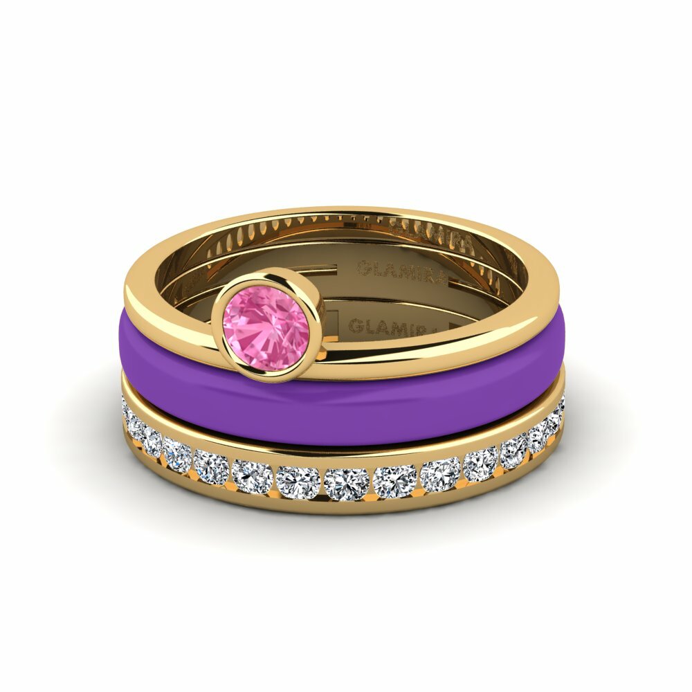 Bagues Saphir Rose Solitaire Pavé