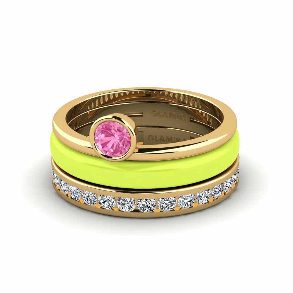 Bagues Saphir Rose Solitaire Pavé