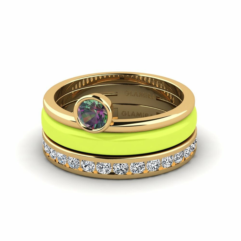 Bagues de fiançailles Topaze mystique Solitaire Pavé