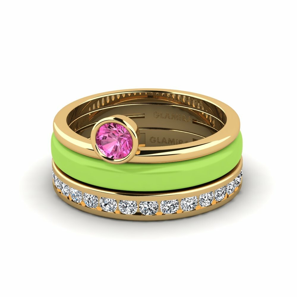 Bagues de fiançailles Topaze Rose Solitaire Pavé