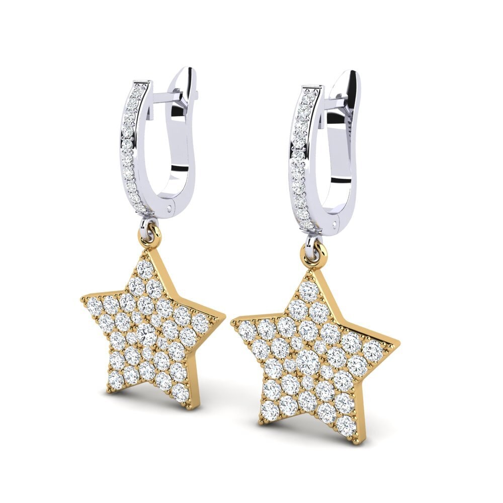 14k Oro Amarillo/Blanco Pendiente de mujer Bavure