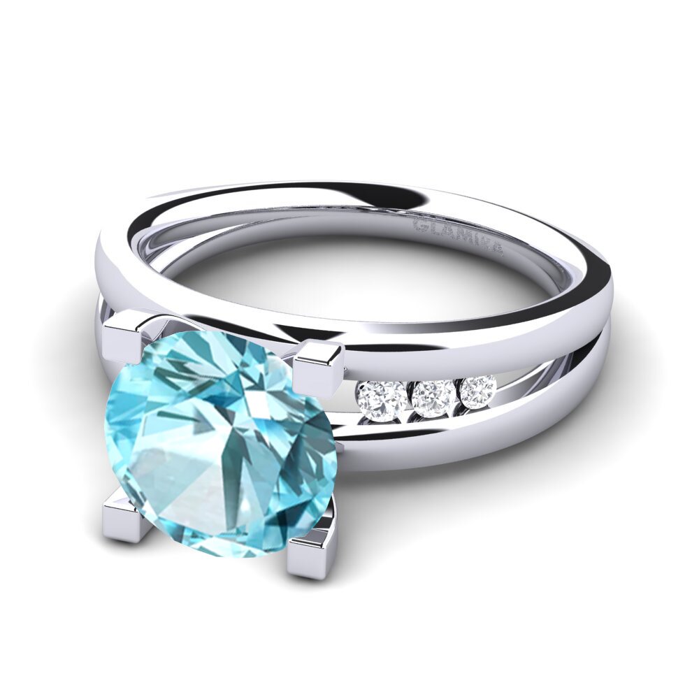 Blue Zircon Engagement Ring Bayamine 3.0 crt