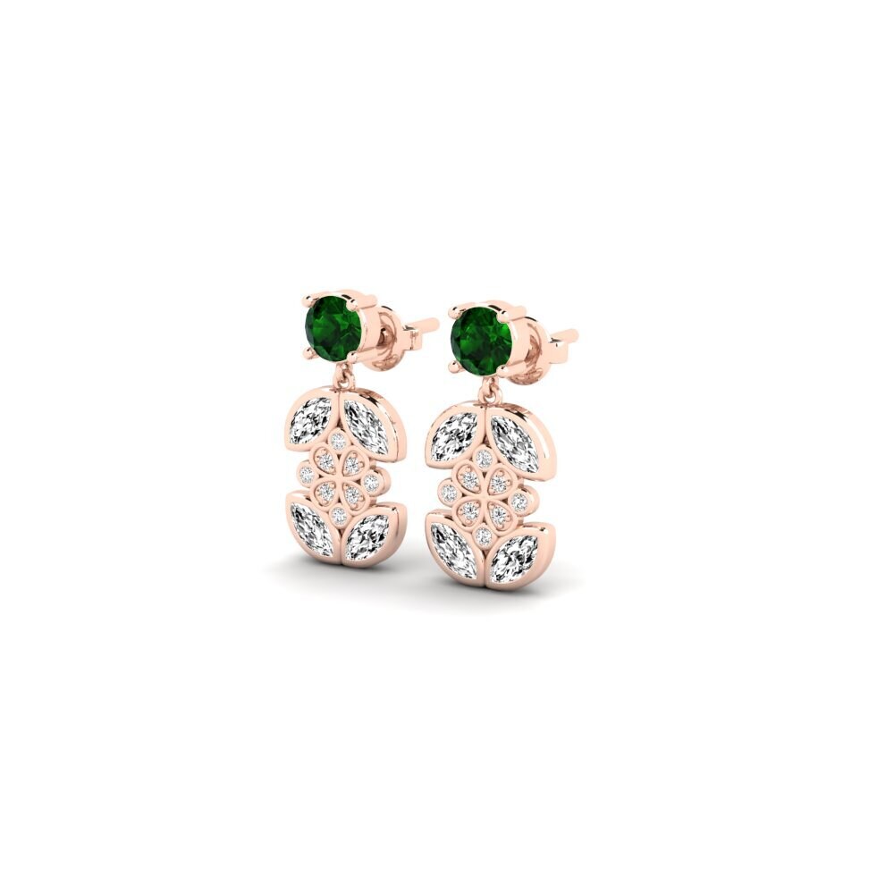 14ct Rose Gold Green Tourmaline Women's Earring Bbenea