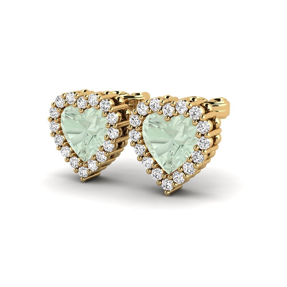 14ct Yellow Gold Green Amethyst Women's Earring Beacham