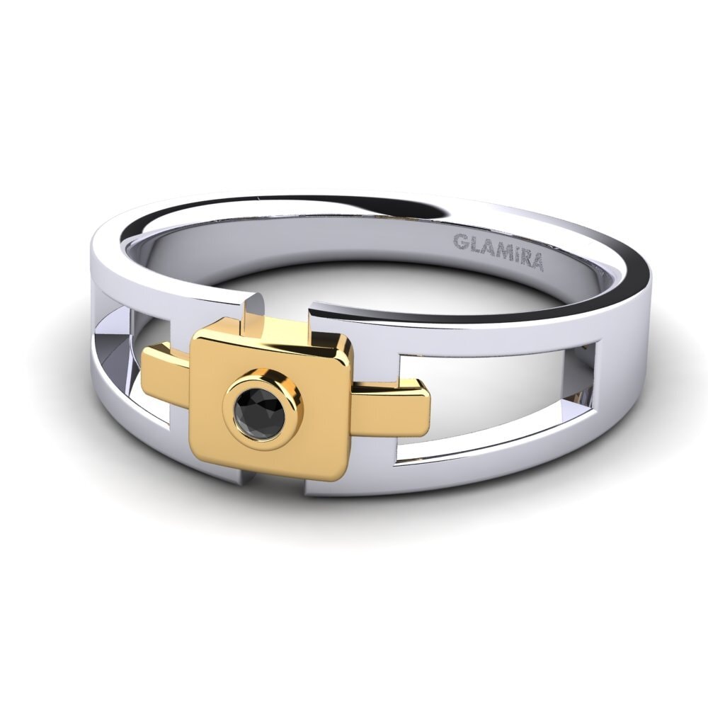 18ct White & Yellow Gold Black Onyx Men's Ring Beamard
