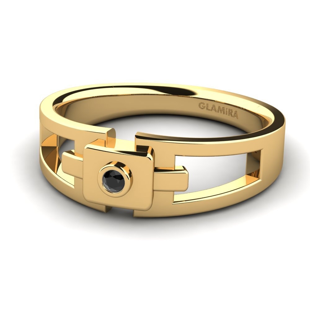 9ct Yellow Gold Black Sapphire Men's Ring Beamard