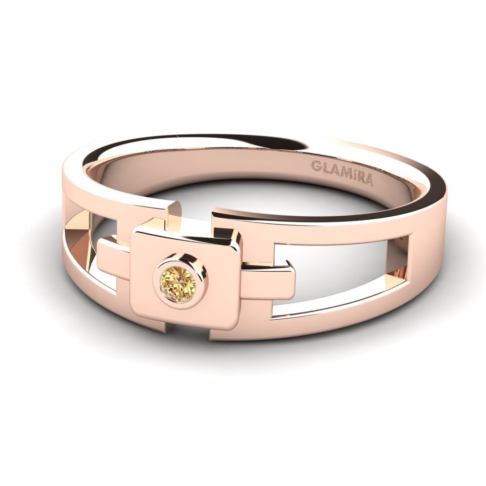 14ct Rose Gold Brown Diamond Men's Ring Beamard