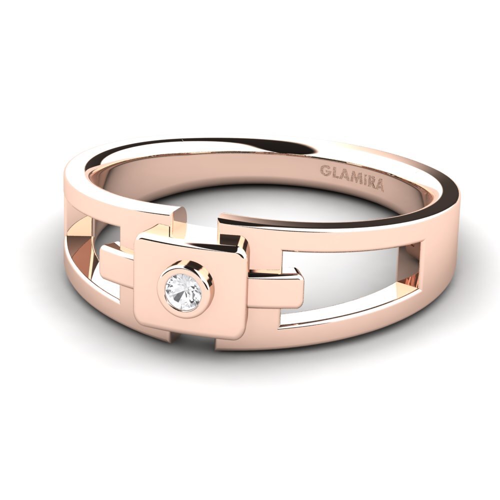 14ct Rose Gold White sapphire Men's Ring Beamard