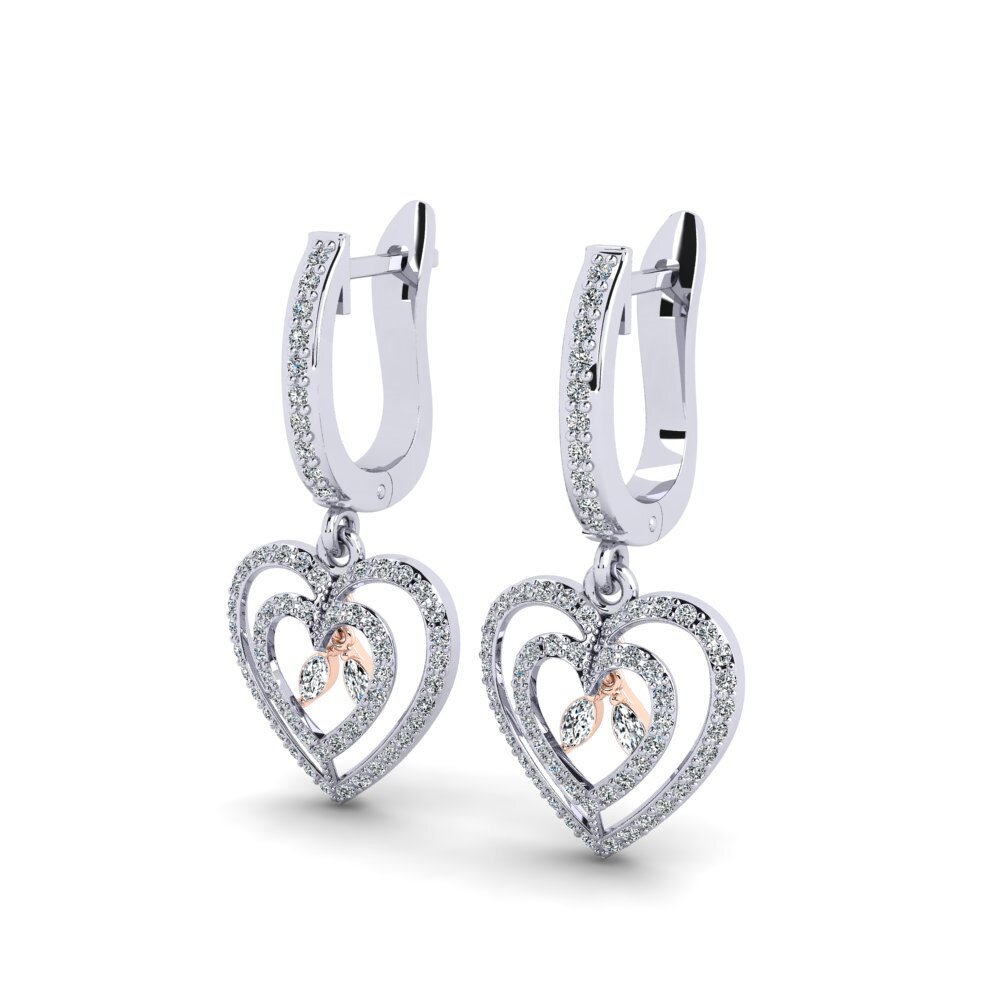 14ct White / Rose Gold Marquise Women's Earring Beamish