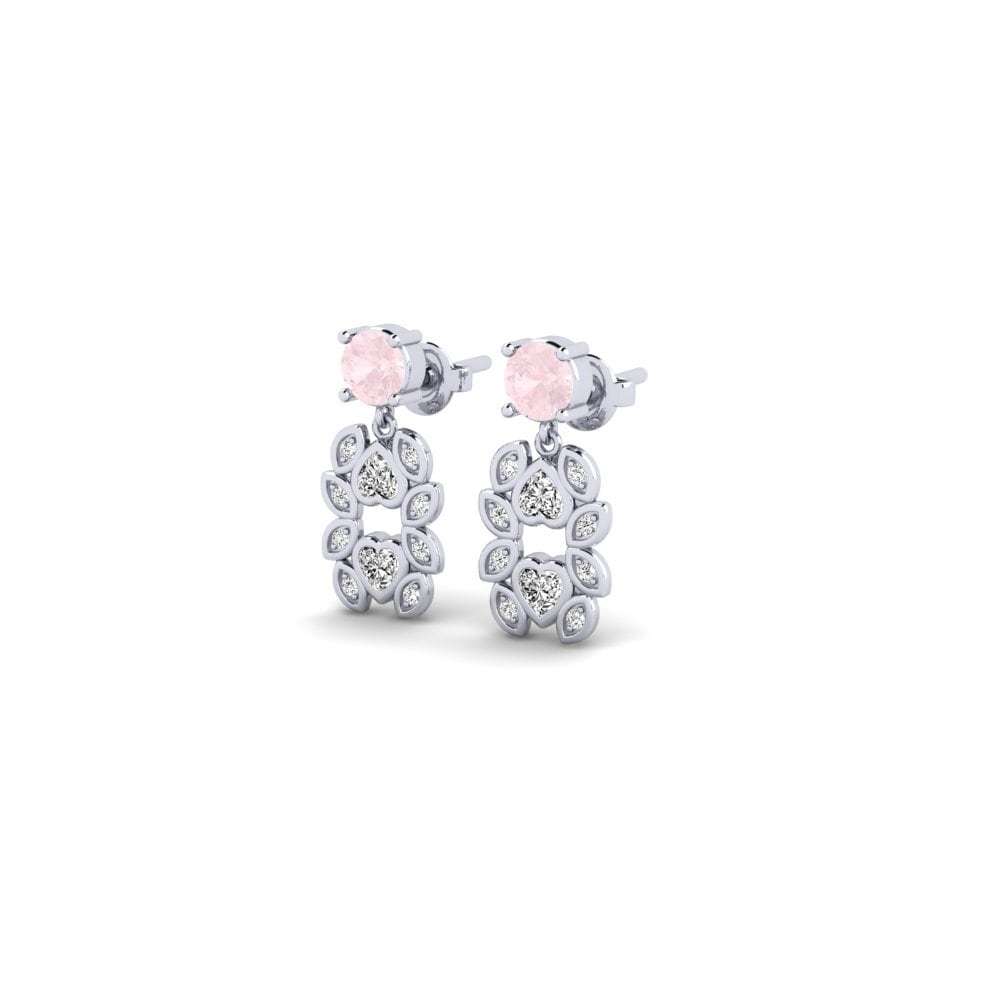 Oro Bianco 375 Quarzo Rosa Orecchino da donna Beardcv
