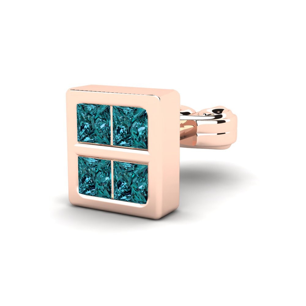 14k Oro Rosa Diamante Azul Pendiente para hombre Beartic