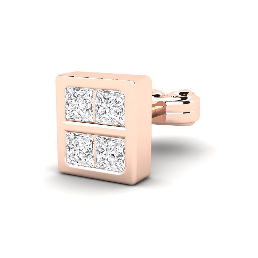 9ct Rose Gold White sapphire Men's Earring Beartic