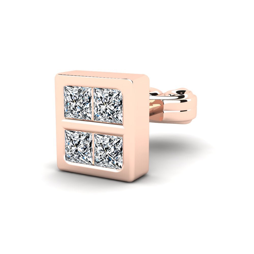 14ct Rose Gold Zirconia Men's Earring Beartic