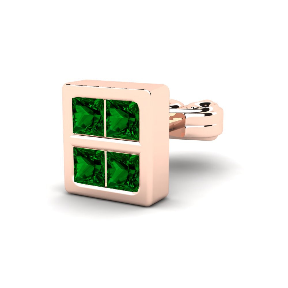 14ct Rose Gold Green Zirconia Men's Earring Beartic