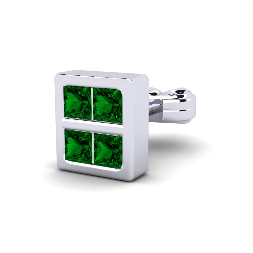 950 Platinum Green Zirconia Men's Earring Beartic