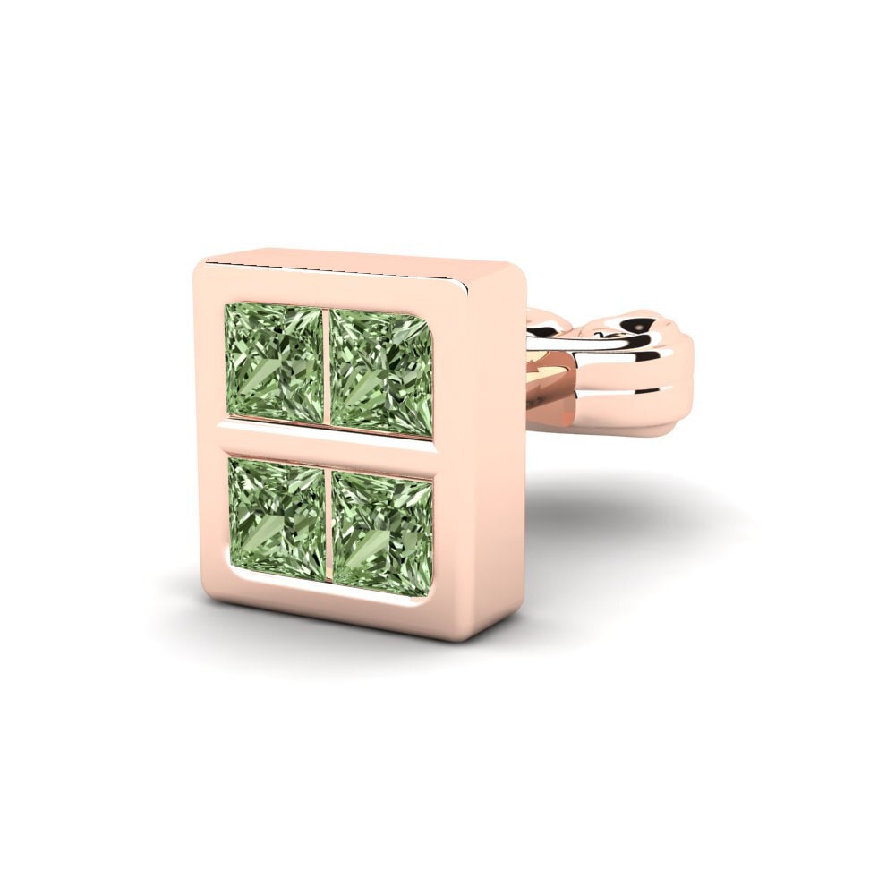 9k Oro Rosa Diamante Verde Pendiente para hombre Beartic