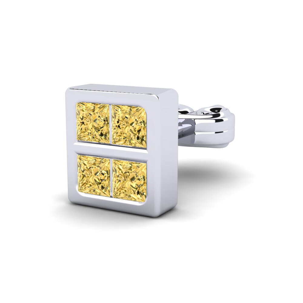 950 Palladium Yellow Diamond Men's Earring Beartic